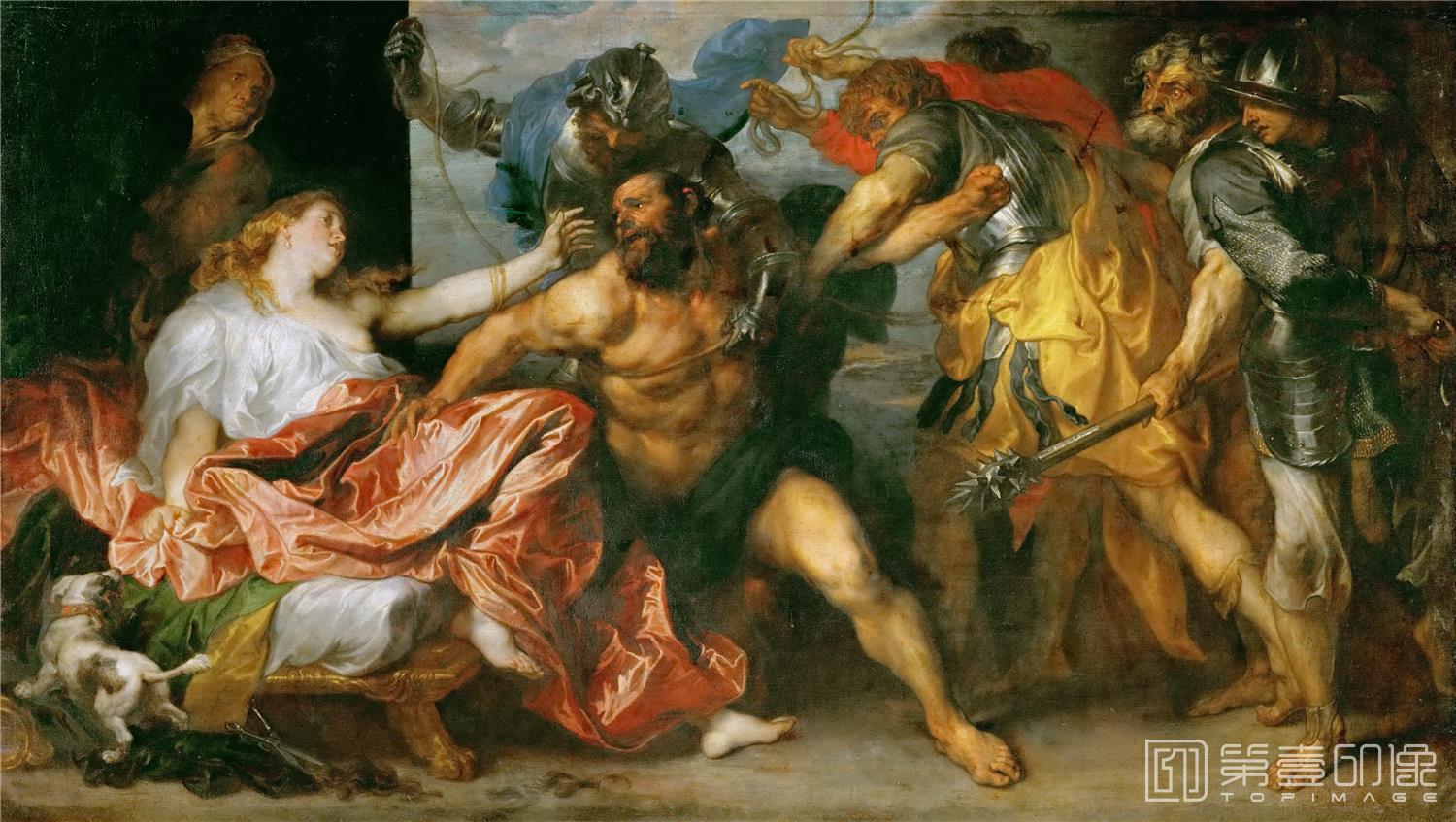 油画-奥地利维也纳艺术史博物馆-Anthony van Dyck Taking of Samson-063